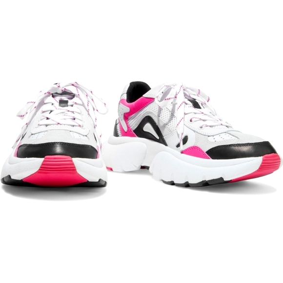 NIB MAJE Faster Leather Suede Mesh White Chunky Sole Dad...
